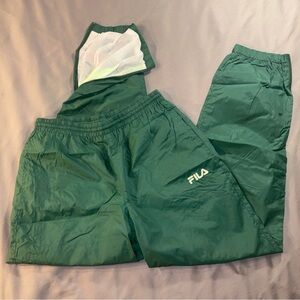 Vintage Fila Track Pants Adult Medium Green Baggy Windbreaker Pants 90s Logo